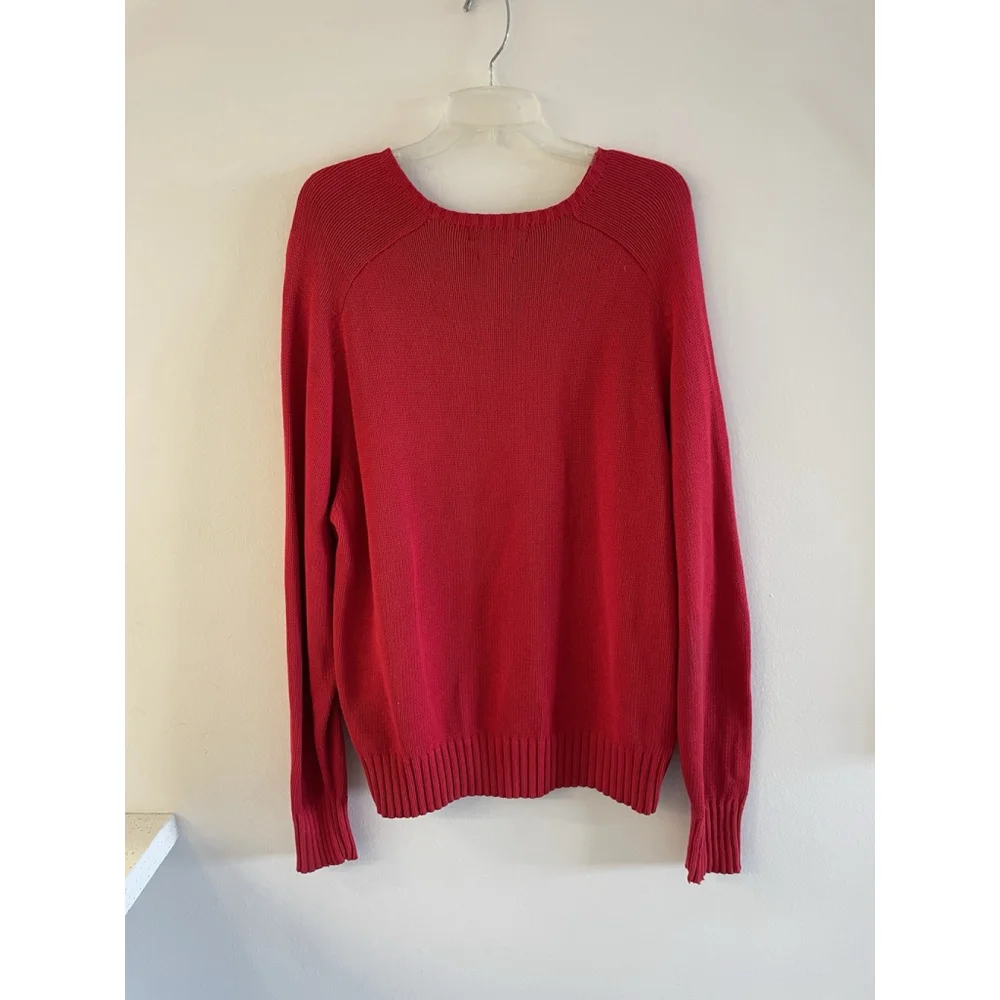 POLO Ralph Lauren Crew Neck Cotton Red Pullover Sweater Size M Mens